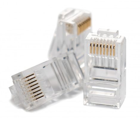 Hikvision DS-1M5EUA-15U/100PCS RJ45 csatlakozó; UTP fali kábelre (tömör); cat5e; önkioltó UL94V-2; 100 db/doboz; 8P8C