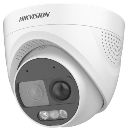 Hikvision DS-2CE72DF3T-PIRXOS (2.8mm) 2 MP ColorVu THD WDR fix dómkamera; villogó fény és hang riasztás; mikrofon, PIR