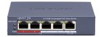   Hikvision DS-3E0105P-E/M (C) 5 portos PoE switch (45 W); 4 PoE + 1 uplink port; nem menedzselhető