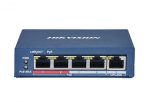   Hikvision DS-3E0105P-E (B) 5 portos PoE switch (60 W); 4 PoE + 1 uplink port; nem menedzselhető