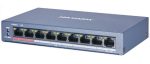   Hikvision DS-3E0109P-E/M (B) 9 portos PoE switch (60 W); 8 PoE + 1 uplink port; nem menedzselhető