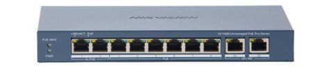 Hikvision DS-3E0310HP-E (C) 10 portos PoE switch (120 W); 2 HiPoE + 6 PoE+; + 2 uplink port; nem menedzselhető