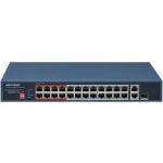   Hikvision DS-3E0326P-E/M (C) 26 portos PoE switch (230 W); 24 PoE + 1 RJ45 uplink port + 1 kombinált uplink; menedzselhető