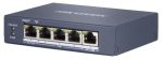   Hikvision DS-3E0505HP-E 5 portos Gbit PoE switch (60 W); 3 PoE+ / 1 HiPoE / 1 uplink port