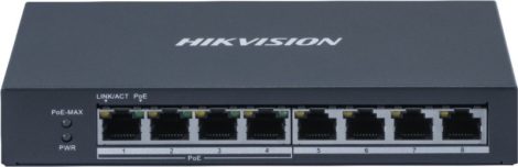 Hikvision DS-3E0508P-O 8 portos Gbit PoE switch (60 W); 4 PoE+ / 4 RJ45; nem menedzselhető