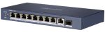   Hikvision DS-3E0510HP-E 10 portos Gbit PoE switch (110 W); 6 PoE+ / 2 HiPoE / 1 RJ45 + 1 SFP uplink port