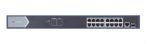   Hikvision DS-3E0518P-E 18 portos Gbit PoE switch (230 W); 16 PoE + 1 RJ45 + 1 SFP uplink port; nem menedzselhető