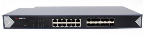 Hikvision DS-3E0524TF 24 portos Gbit switch; 12 RJ45 + 12 SFP port; nem menedzselhető
