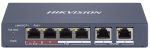   Hikvision DS-3E1106HP-EI 6 portos PoE switch (60 W); 1 HiPoE + 3 PoE+(at) + 2 uplink port; smart menedzselhető