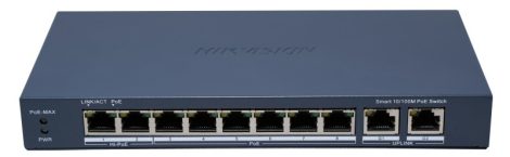 Hikvision DS-3E1310HP-EI (B) 10 portos PoE switch (110 W); 2 HiPoE + 6 PoE+; + 2 uplink port; smart menedzselhető