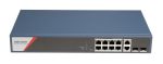   Hikvision DS-3E1512HP-SI-8P2T2F 12 portos Gbit PoE switch (130 W);4 PoE+4 HiPoE+2 SFP uplink port+2 RJ45 Uplink port;menedzselhető