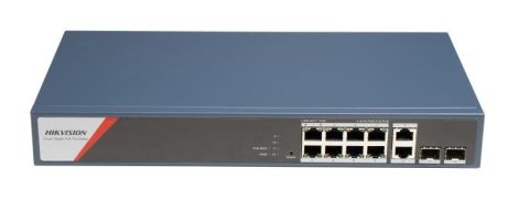 Hikvision DS-3E1512HP-SI-8P2T2F 12 portos Gbit PoE switch (130 W);4 PoE+4 HiPoE+2 SFP uplink port+2 RJ45 Uplink port;menedzselhető