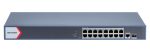   Hikvision DS-3E1518P-EI(V2) 18 portos PoE switch (230 W); 16 PoE + 1 kombinált uplink port + 1 SFP uplink port; menedzselhető