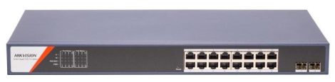 Hikvision DS-3E1518P-SI-16P2F 18 portos Gbit PoE switch (230 W); 16 PoE + 2 SFP uplink port; smart menedzselhető