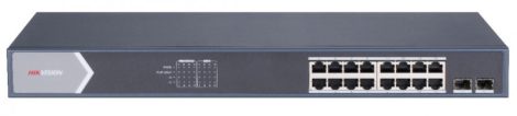 Hikvision DS-3E1518P-SI 18 portos Gbit PoE switch (225 W); 16 PoE + 2 SFP uplink port; smart menedzselhető