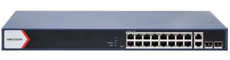 Hikvision DS-3E1520P-EI/M 20 portos Gbit PoE switch (125 W); 16 PoE +2 RJ45 uplink port +2 SFP uplink port; menedzselhető