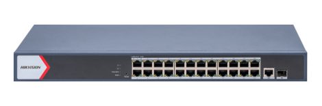 Hikvision DS-3E1526P-EI/M 26 portos Gbit PoE switch (230 W); 24 PoE +/ 1 RJ45 + 1 SFP uplink port; smart menedzselhető