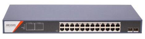 Hikvision DS-3E1526P-SI-24P2F 26 portos Gbit PoE switch (370 W); 24 PoE + 2 SFP uplink port; smart menedzselhető