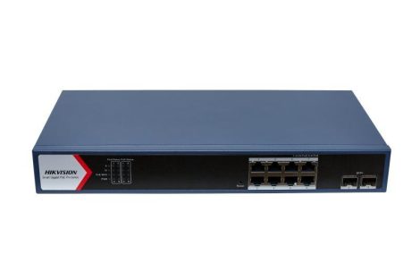 Hikvision DS-3E1710HP-SI-8P2X 10 portos Gbit PoE switch (130 W); 8 PoE+2 SFP uplink port; menedzselhető