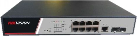 Hikvision DS-3E2510P(B) 10 portos gigabit PoE switch (125 W); 8 PoE + 2 SFP uplink port; teljesen menedzselhető