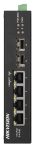   Hikvision DS-3T0506HP-E/HS 6 portos ipari Gbit PoE switch (60 W); 3 PoE+ / 1 HiPoe / 2 SFP uplink port; nem menedzselhető