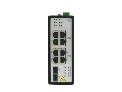 Hikvision DS-3T0510P 8 portos ipari Gbit PoE switch (240 W); 8 PoE+/ 2 SFP uplink; menedzselhető