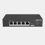   Hikvision DS-3T1306P-SI/HS 6 portos ipari 10/100 PoE switch (60 W); 4 PoE+ / 1 RJ45 + 1 SFP uplink port; menedzselhető