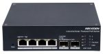   Hikvision DS-3T1506HP-EI-UPS 6 portos ipari Gbit PoE switch (120 W); 4 PoE+ / 2 SFP uplink port; 1 RS485 port; menedzselhető