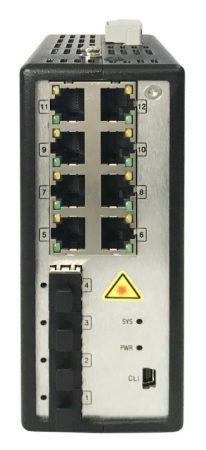 Hikvision DS-3T3512P 12 portos ipari Gbit PoE switch (240 W); 8 PoE+/ 4 SFP uplink; menedzselhető(hálózat/soros port)