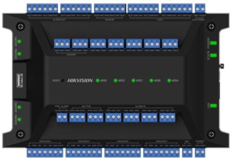 Hikvision DS-K2704X(P) Ajtóvezérlő 4 ajtóhoz; két irány; 4 Wiegand & 8 RS485 olvasó; panel