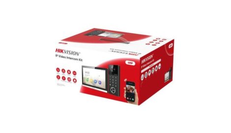 Hikvision DS-KIS612-P Egylakásos IP video-kaputelefon szett;DS-KH6350-WTE1+DS-KV6124-WBE1+2db PSU+SD kártya+DS-KABV6114-RS