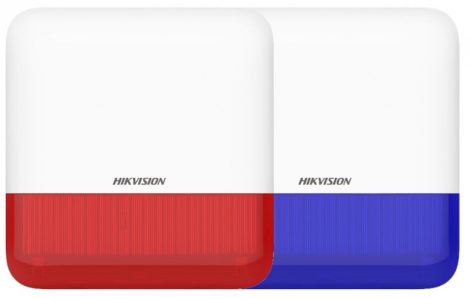 Hikvision DS-PS1-E-WE/Blue Vezeték nélküli kültéri sziréna AXPro központokhoz; 110 dB; IP65; 868 MHz; 12 VDC/4x CR123A; kék