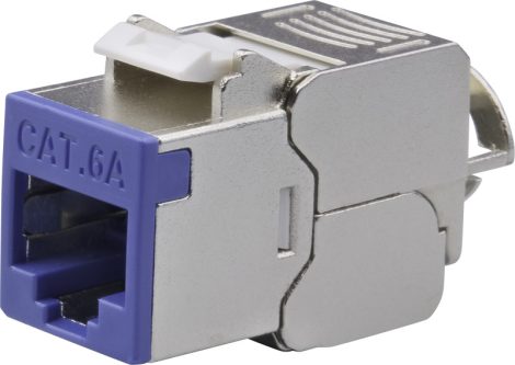 Nestron NPN-KEY-1C6SF-180WT-BL Keystone STP csatlakozó; Cat6A; 180°; szerszám nélkül szerelhető; kék