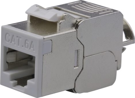 Nestron NPN-KEY-1C6SF-180WT-GY Keystone STP csatlakozó; Cat6A; 180°; szerszám nélkül szerelhető; szürke