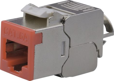 Nestron NPN-KEY-1C6SF-180WT-RD Keystone STP csatlakozó; Cat6A; 180°; szerszám nélkül szerelhető; piros